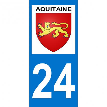 Autocollant pour plaque auto: blason Aquitaine + département 24 (Dordogne)