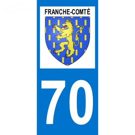 Plaques d immatriculation avec autocollant blason Franche-Comté et numéro 70 (Haute-Saône)