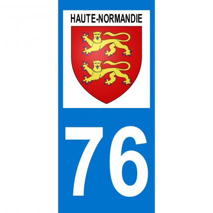 Plaques d immatriculation avec autocollant blason Haute-Normandie et numéro 76 (Seine Maritime)