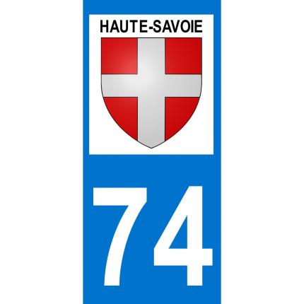 Autocollant pour plaque auto: blason Haute-Savoie + département 74