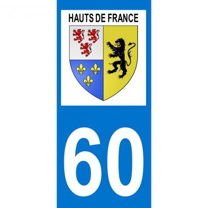 Plaques d immatriculation avec autocollant blason Hauts-de-France et numéro 60 (Oise)