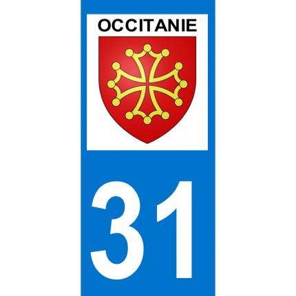 Plaques d immatriculation avec autocollant blason Occitanie et numéro 31 (Haute-Garonne)