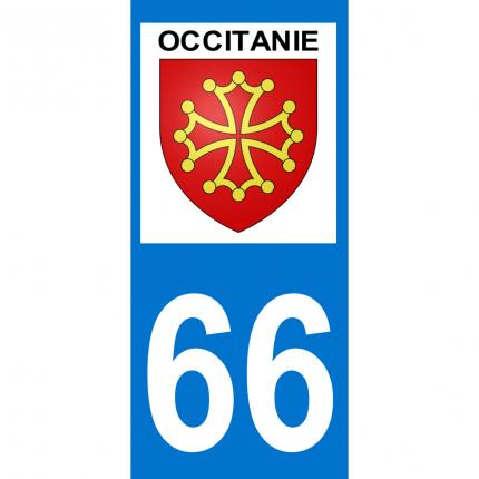 Plaques d immatriculation avec autocollant blason Occitanie et numéro 66 (Pyrénées Orientales)