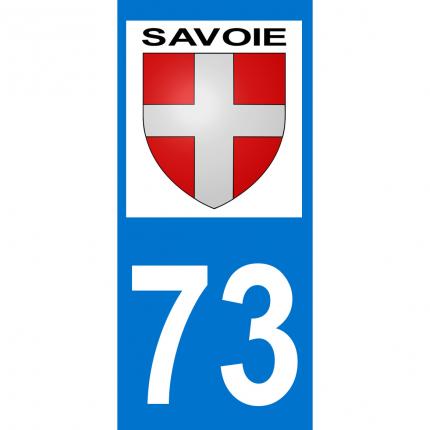 Autocollant pour plaque auto: blason Savoie + département 73 (Savoie)