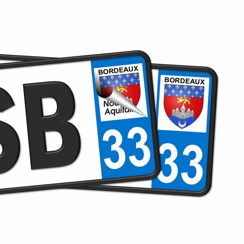 Autocollant Plaque Immatriculation La Teste 33 - Logo Ville Gironde - Lot De 2 Stickers Dimensions Officielles 4,5x9,8 Cm