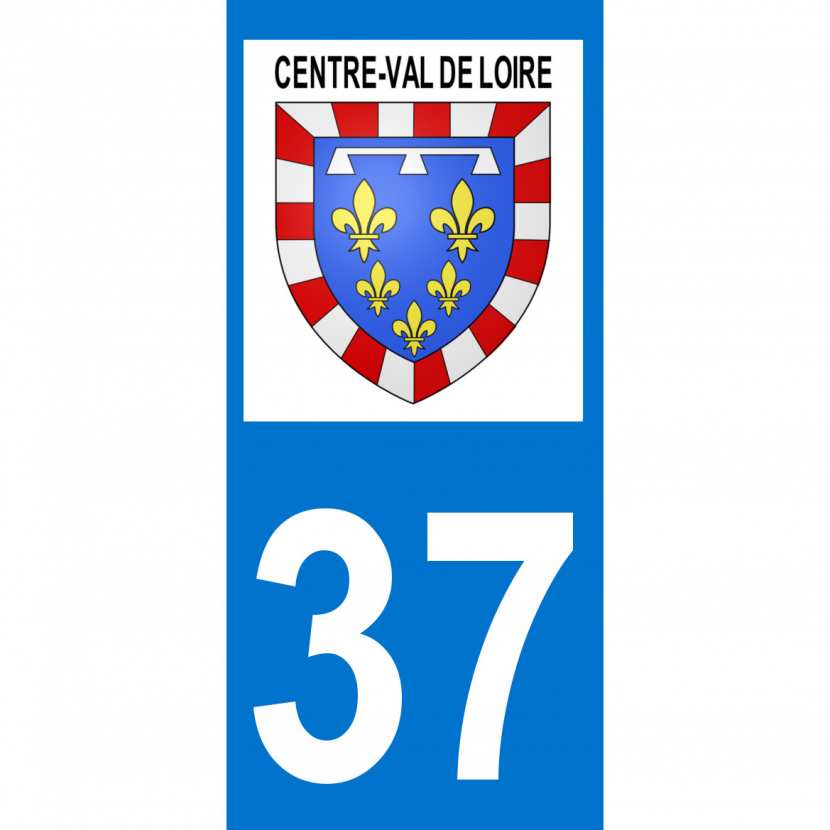 37 Centre-Val De Loire - LogoType | Autocollant Plaque Immatriculation