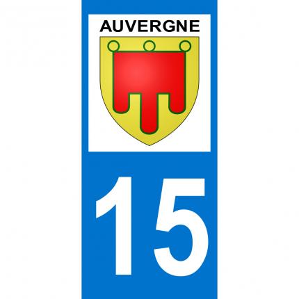 Plaques d immatriculation avec autocollant blason Auvergne et numéro 15 (Cantal)