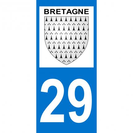 Plaques d immatriculation avec autocollant blason Bretagne et numéro 29 (Finistère)