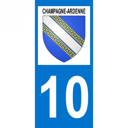 Plaques d immatriculation avec autocollant blason Champagne-Ardenne et numéro 10 (Aube)
