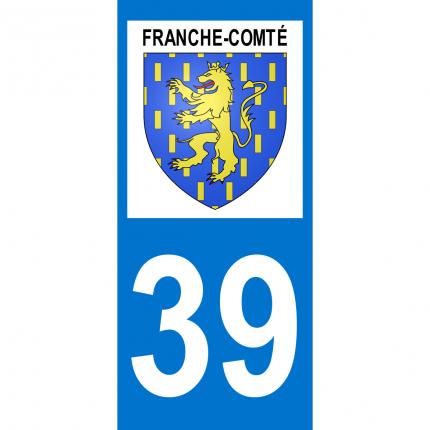 Plaques d immatriculation avec autocollant blason Franche-Comté et numéro 39 (Jura)