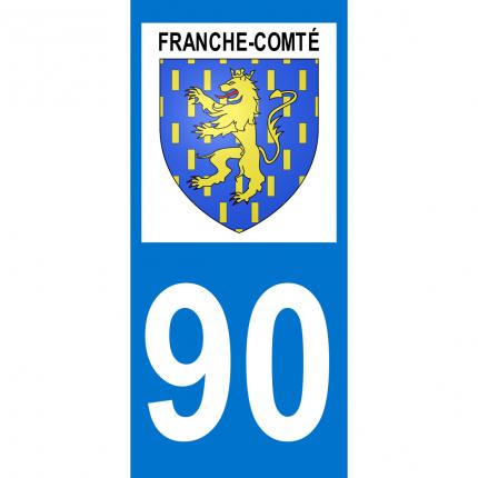 Plaques d immatriculation avec autocollant blason Bourgogne-Franche-Comté et numéro 90 (Territoire de Belfort)