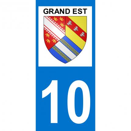 Plaques d immatriculation avec autocollant blason Grand Est et numéro 10 (Aube)