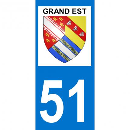 Plaques d immatriculation avec autocollant blason Grand Est et numéro 51 (Marne)
