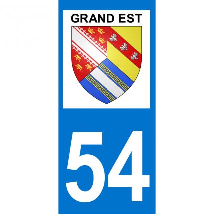 Plaques d immatriculation avec autocollant blason Grand Est et numéro 54 (Meurthe-et-Moselle)
