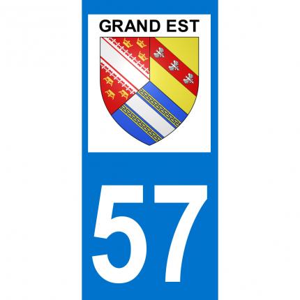 Plaques d immatriculation avec autocollant blason Grand Est et numéro 57 (Moselle)