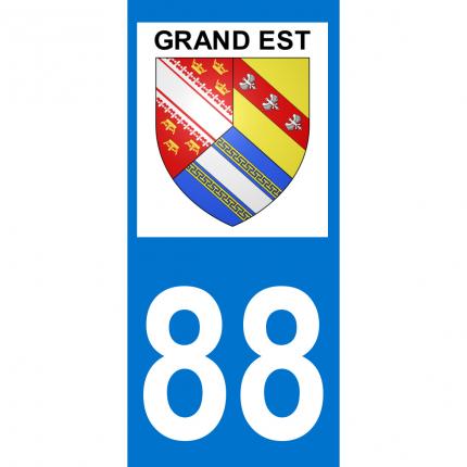 Plaques d immatriculation avec autocollant blason Grand Est et numéro 88 (Vosges)