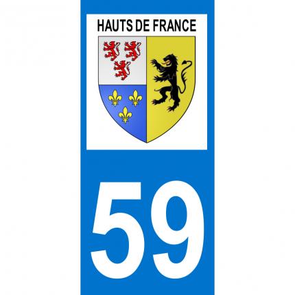 Plaques d immatriculation avec autocollant blason Hauts-de-France et numéro 59 (Nord)