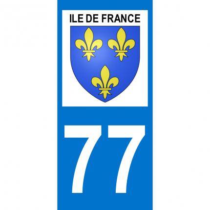Plaques d immatriculation avec autocollant blason Ile de France et numéro 77 (Seine-et-Marne)