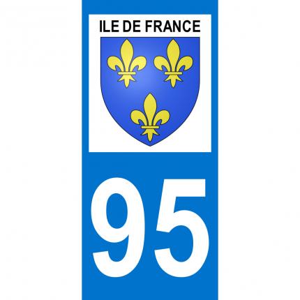 Autocollant pour plaque auto: blason Ile de France + département 95 (Val d Oise)