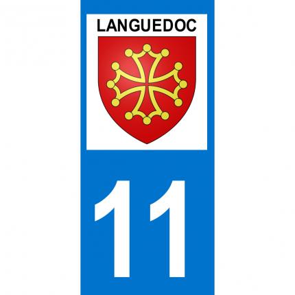 Autocollant pour plaque auto: blason Languedoc + département 11 (Aude)