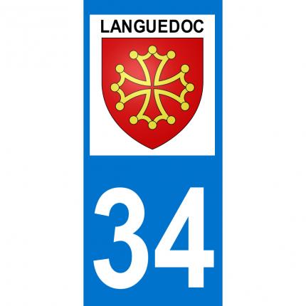 Plaques d immatriculation avec autocollant blason Languedoc et numéro 34 (Hérault)