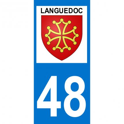 Plaques d immatriculation avec autocollant blason Languedoc et numéro 48 (Lozère)