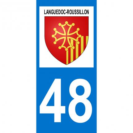 Plaques d immatriculation avec autocollant blason Languedoc-Roussillon et numéro 48 (Lozère)