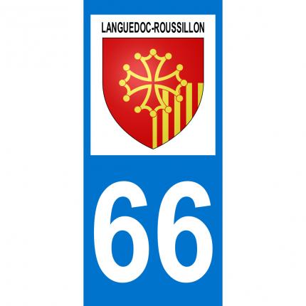Plaques d immatriculation avec autocollant blason Languedoc-Roussillon et numéro 66 (Pyrénées Orientales)