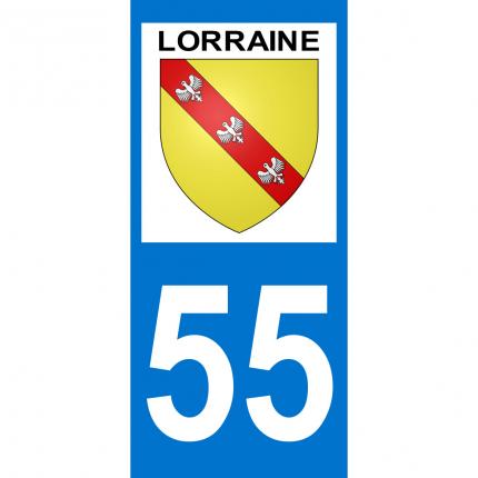 Plaques d immatriculation avec autocollant blason Lorraine et département 55 (Meuse)