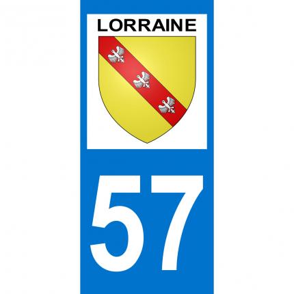 Autocollant pour plaque auto: blason Lorraine + département 57 (Moselle)