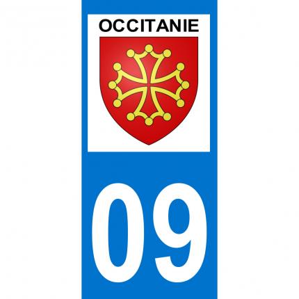 Plaques d immatriculation avec autocollant blason Occitanie et numéro 09 (Ariège)