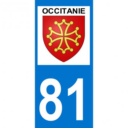 Plaques d immatriculation avec autocollant blason Occitanie et numéro 81 (Tarn)