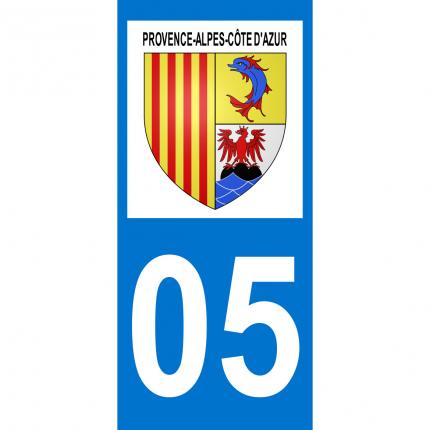 Plaques d immatriculation avec autocollant blason Provence-Alpes-Côte d Azur (PACA) et numéro 05 (Hautes Alpes)