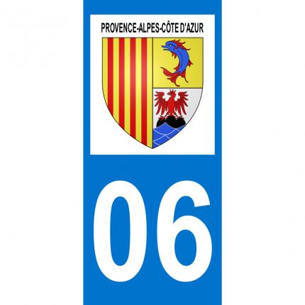 Plaques d immatriculation avec autocollant blason Provence-Alpes-Côte d Azur (PACA) et numéro 06 (Alpes Maritimes)