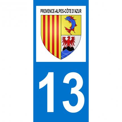 Plaques d immatriculation avec autocollant blason Provence-Alpes-Côte d Azur (PACA) et numéro 13 (Bouches-du-Rhône)
