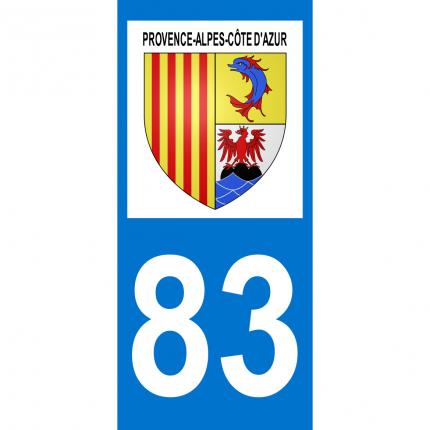 Plaques d immatriculation avec autocollant blason Provence-Alpes-Côte d Azur (PACA) et numéro 83 (Var)
