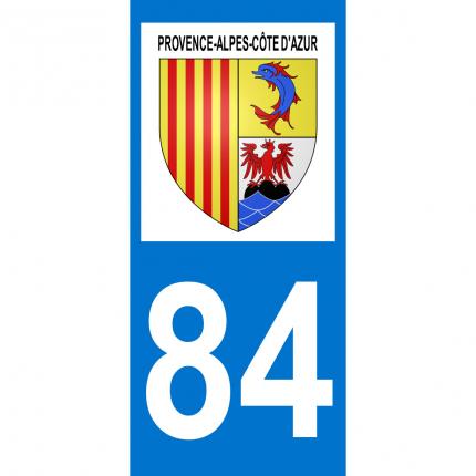 Plaques d immatriculation avec autocollant blason Provence-Alpes-Côte d Azur (PACA) et numéro 84 (Vaucluse)
