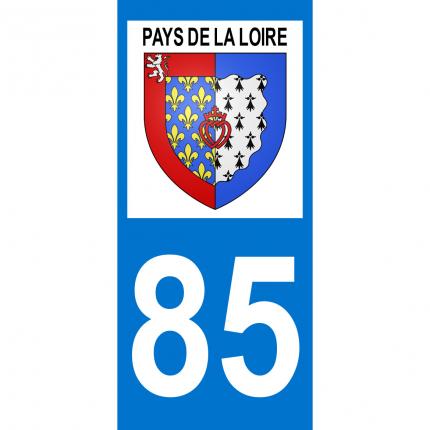Plaques d immatriculation avec autocollant blason Pays de la Loire et numéro 85 (Vendée)