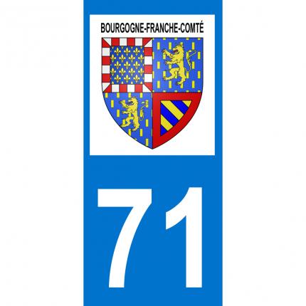 Plaques d immatriculation avec autocollant blason Bourgogne-Franche-Comté et numéro 71 (Saône-et-Loire)