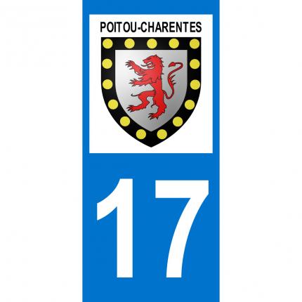 Plaques d immatriculation avec autocollant blason Poitou-Charentes et numéro 17 (Charente Maritime)