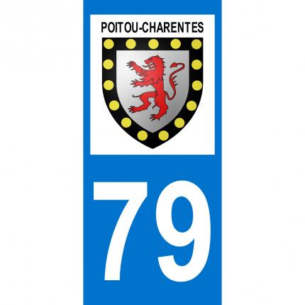 Plaques d immatriculation avec autocollant blason Poitou-Charentes et numéro 79 (Deux-Sèvres)
