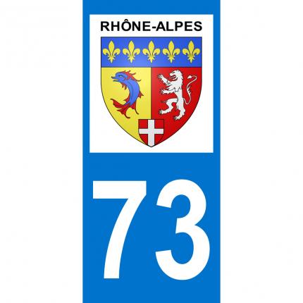 Autocollant pour plaque auto: blason Rhône-Alpes + département 73 (Savoie)
