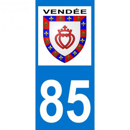 Autocollant pour plaque auto: blason Vendée + département 85
