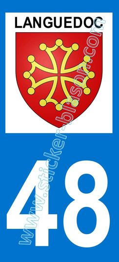 Autocollants Département 48 Lozère Occitanie - Lot 2 Stickers Plaques Immatriculation